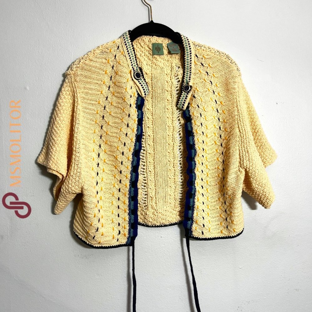 HWR by Anthropologie Cream Knitted Sweater, Half-Sleeves